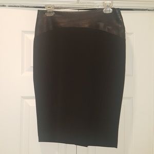 BCBG Wool and Genuine Leather Skirt